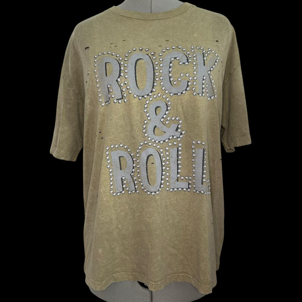 NWT Rock & Roll Distressed T-Shirt Size S/M